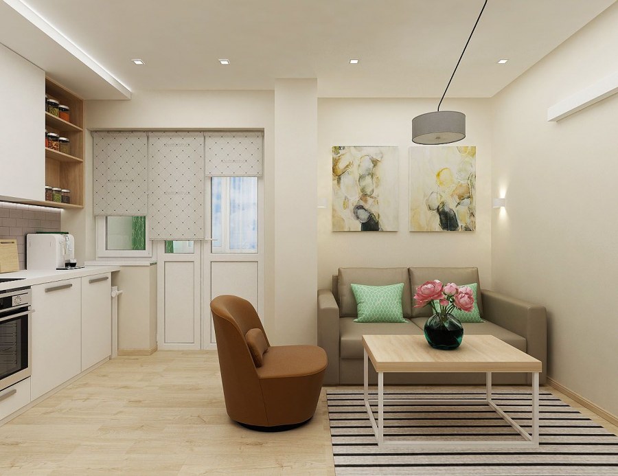 Интерьер студии эконом вариант