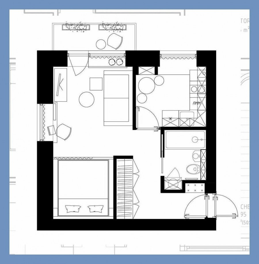 Планировка однокомнатной хрущевки 28 кв.м