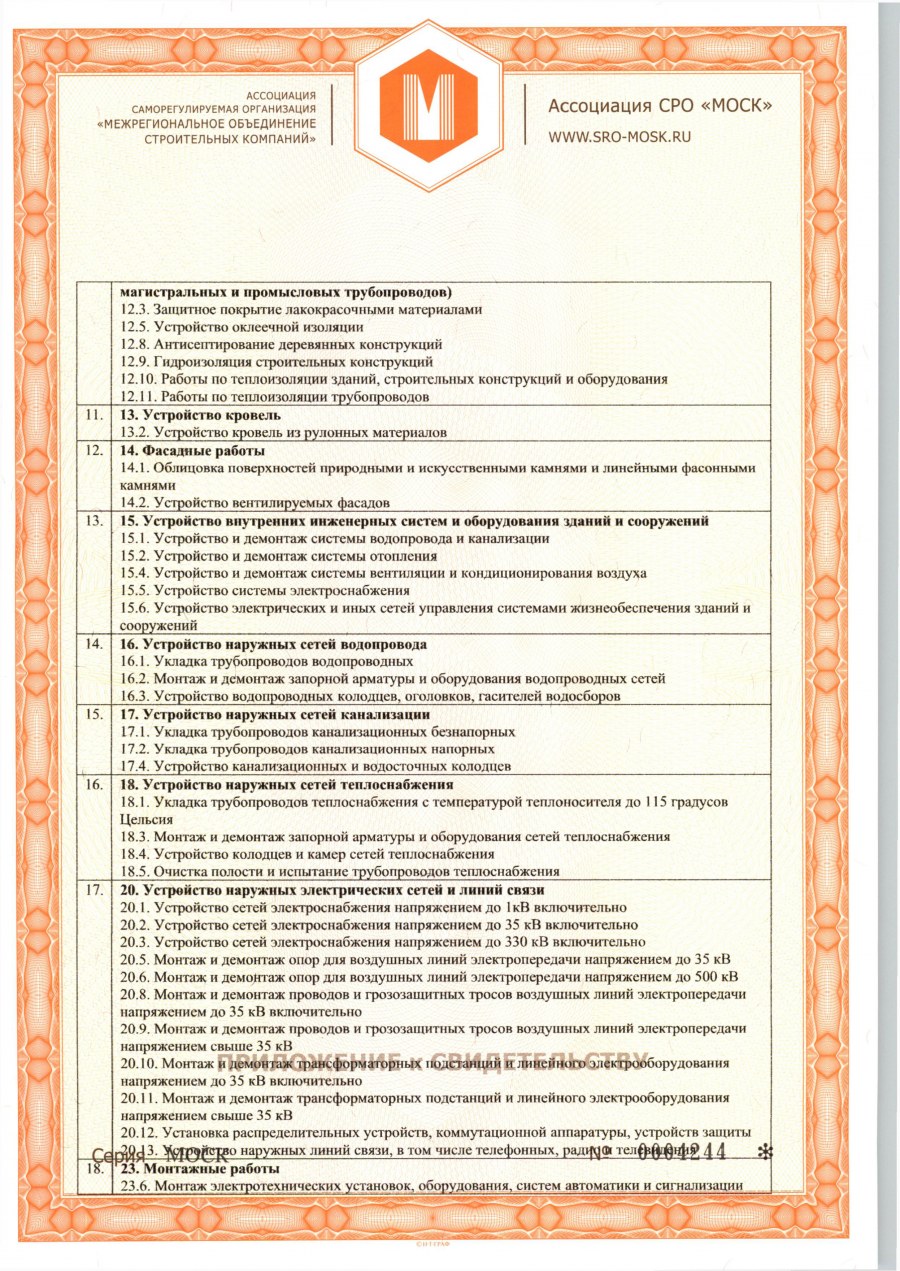 Свидетельство СРО