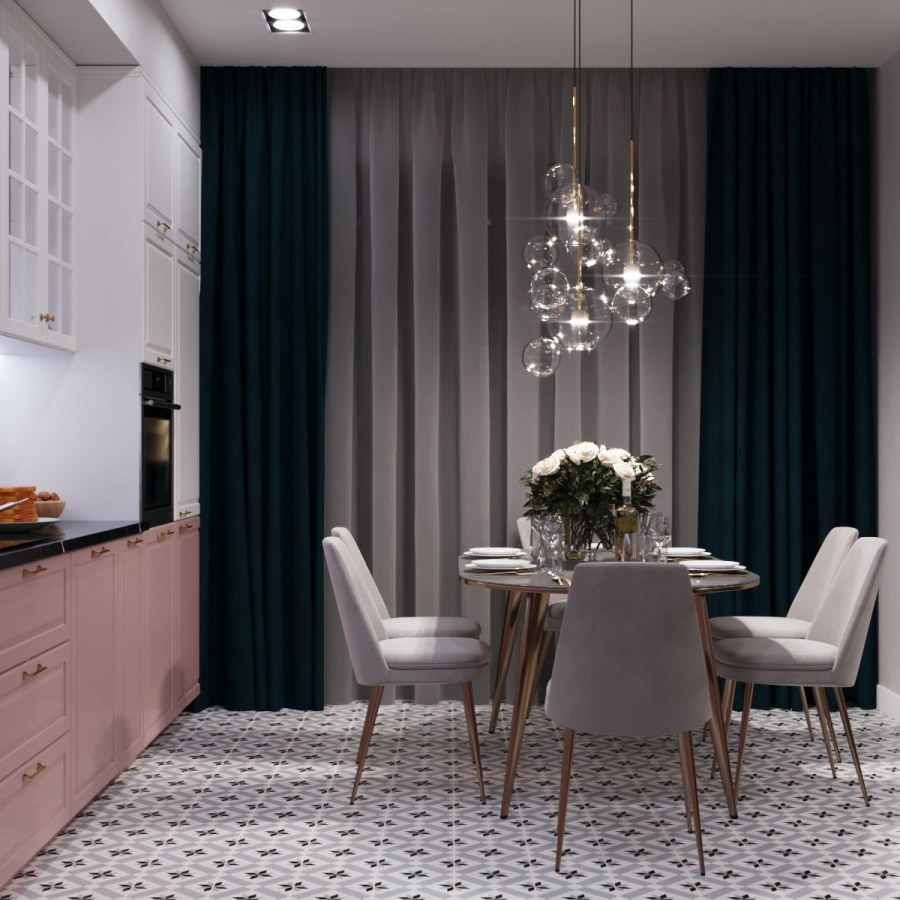 Серые шторы на кухню