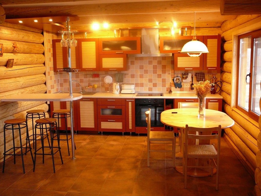 Кухни в стиле Прованс в срубовом доме