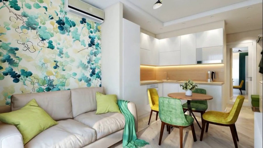 Темные обои на кухне