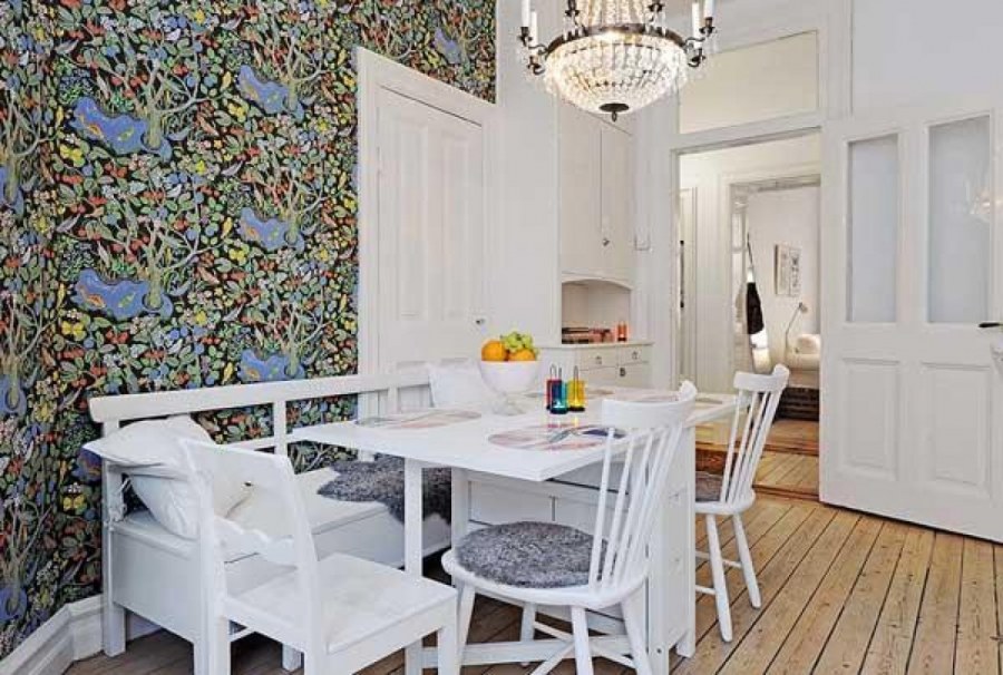 Зеленые стены в интерьере кухни