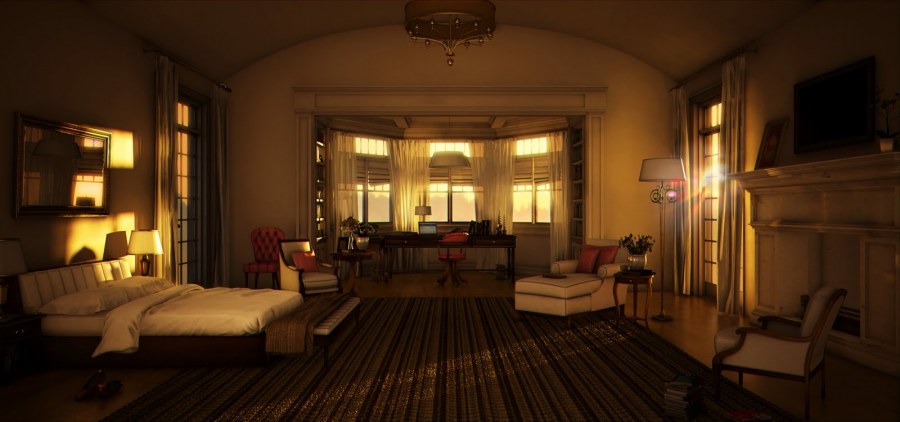 Гостиная с приглушенным светом