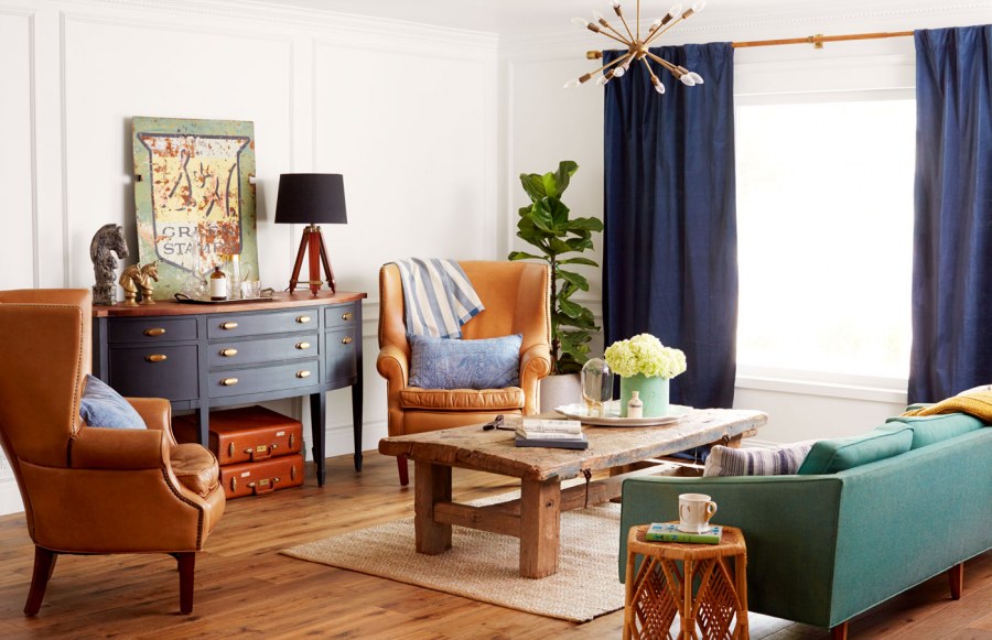 Яркие интерьеры гостиной в стиле Кантри