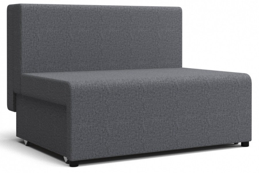 Диван-кровать "Мюнхен" 140 рогожка серая цветы и черный кожзам ППУ