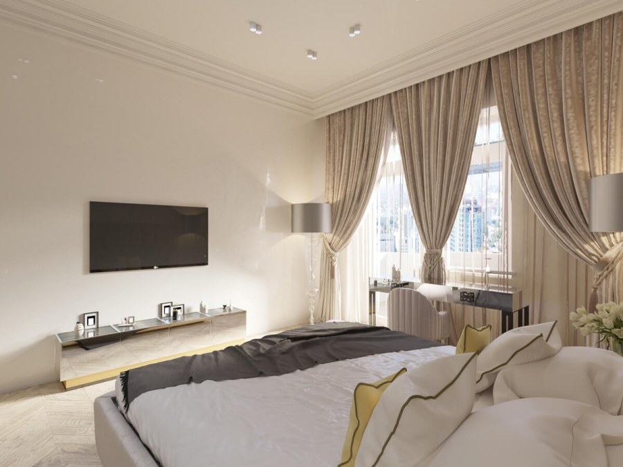 Шторы слоновой кости в спальню