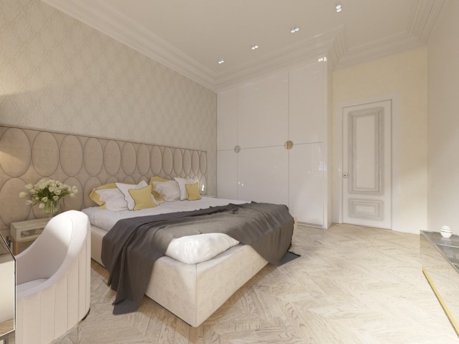 Спальня в молочных тонах