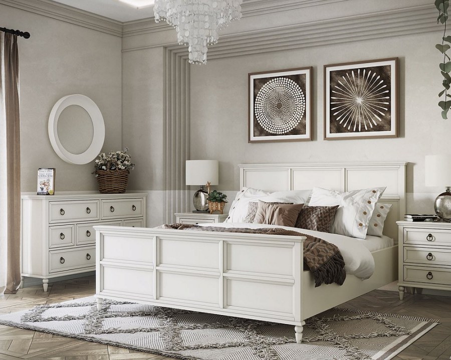 Интерьер спальни в светлых