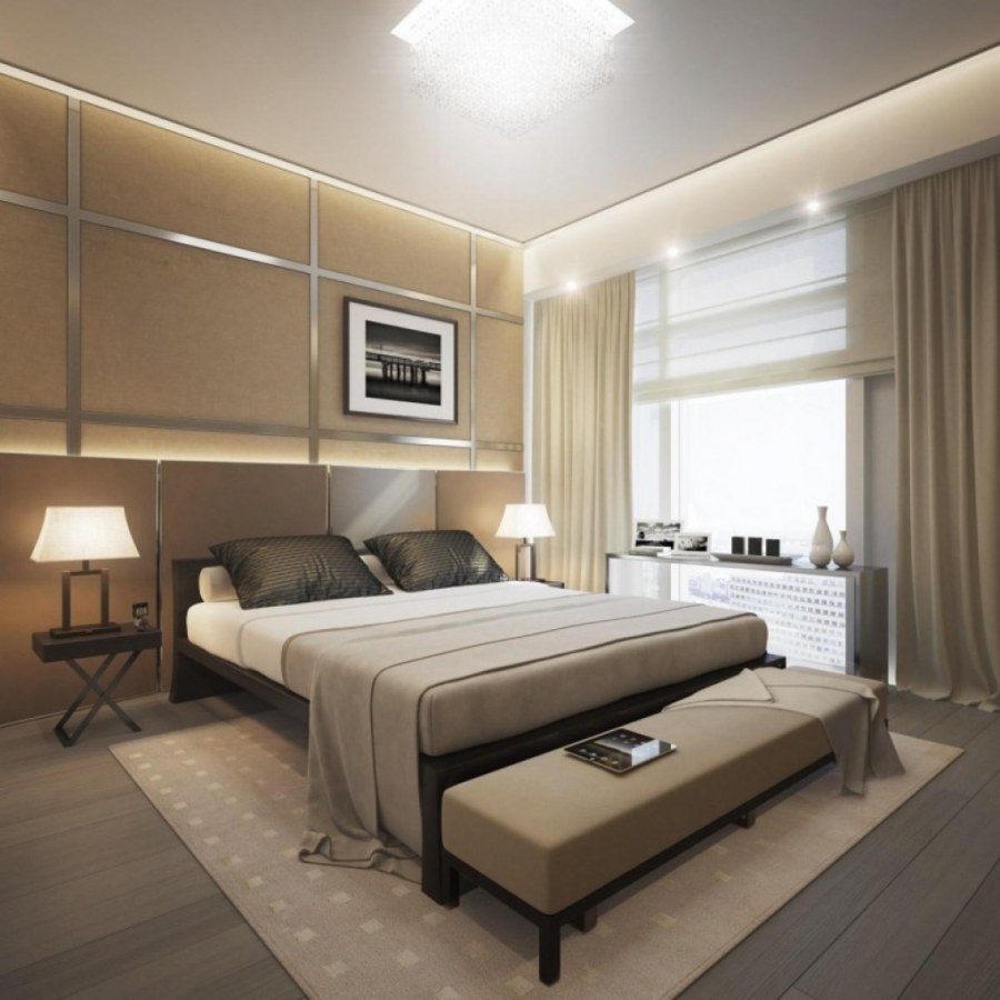 Современный потолок в спальне