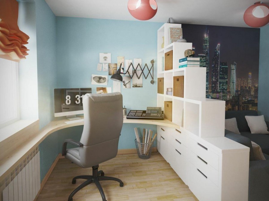 Рабочая зона в комнате подростка