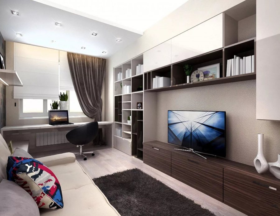 Маленькая гостиная с рабочим местом