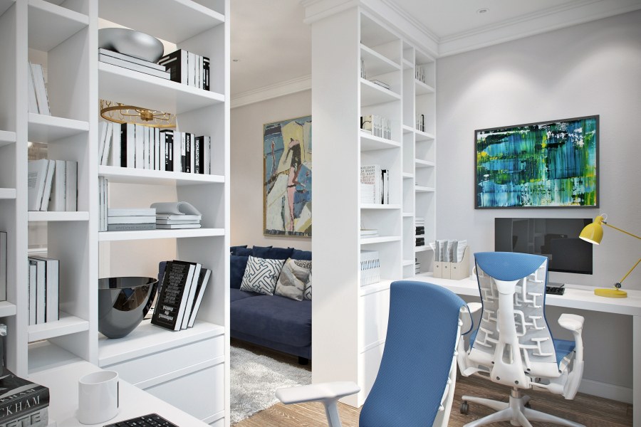 Зонирование рабочей зоны стеллажом