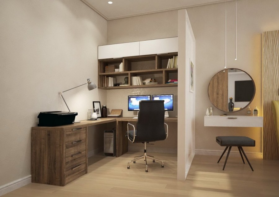 Интерьер комнаты с компьютерным столом