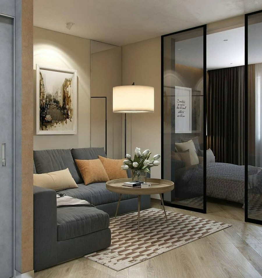 Интерьер однокомнатной студии 45 кв.м