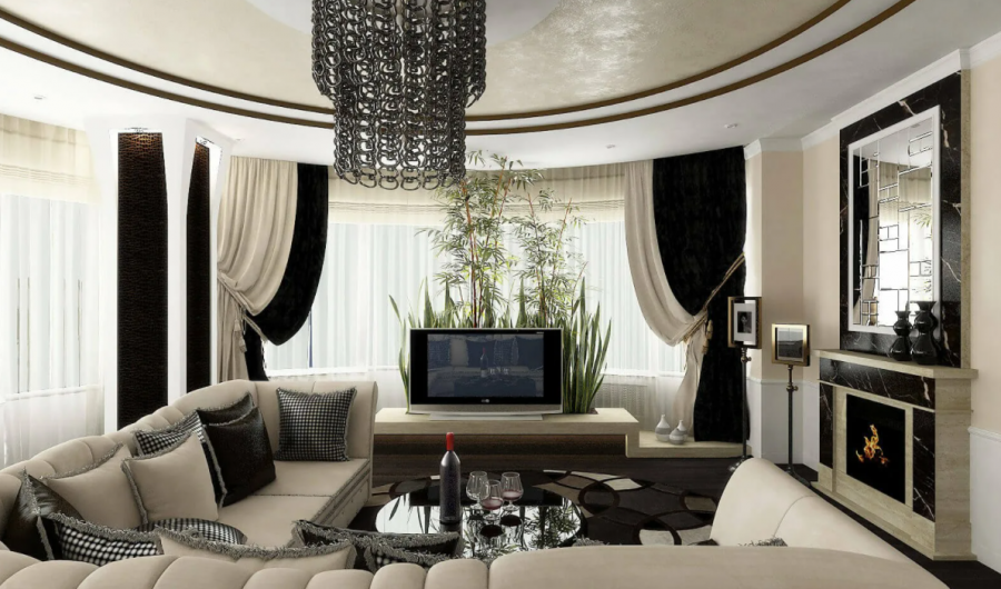 Шторы в гостиную арт деко