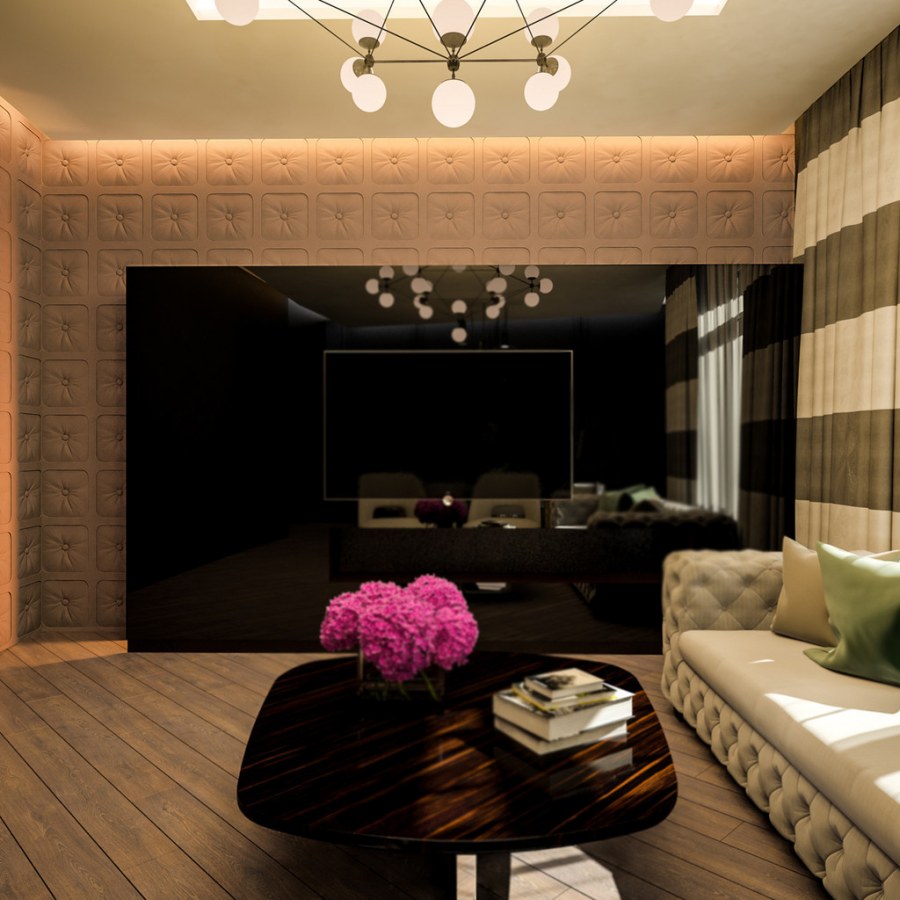 Декоративные панели в интерьере гостиной