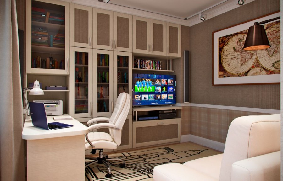 Рабочее место в гостиной