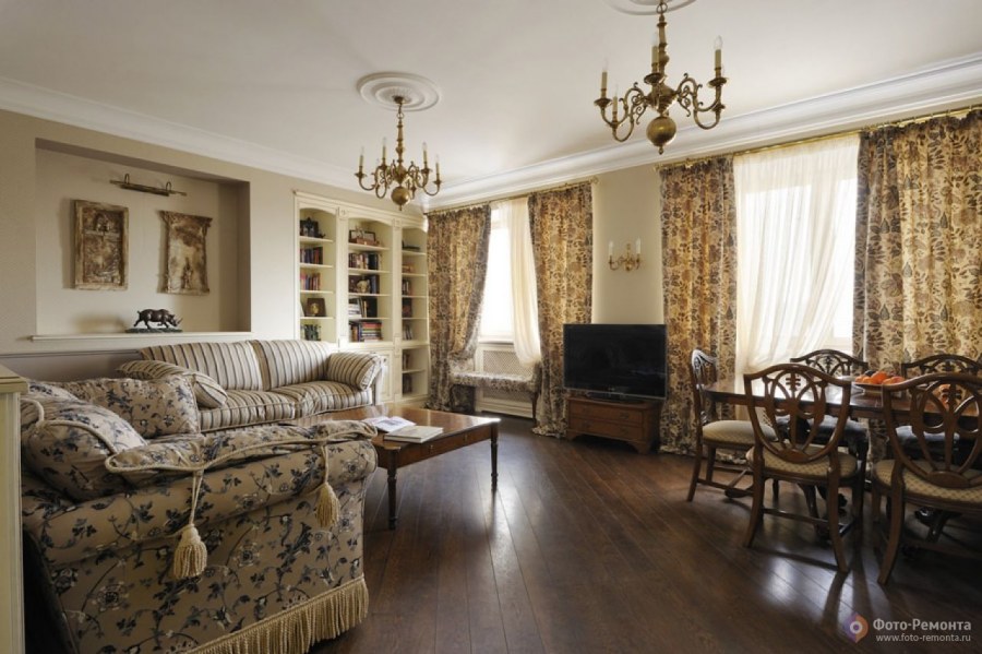 Гостиная 20 кв м в стиле Неоклассика