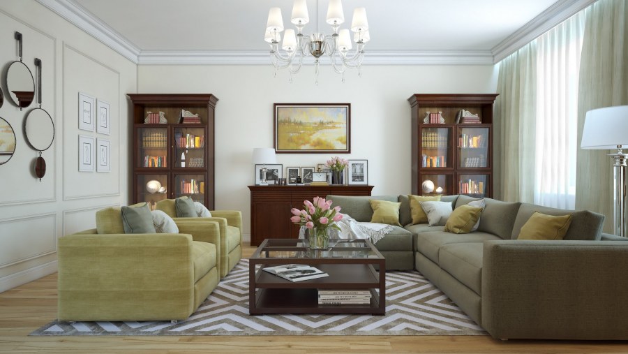 Светлая гостиная в английском стиле