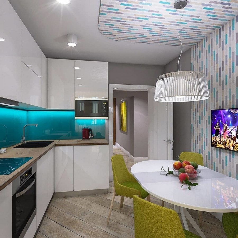 Интерьер квадратной кухни