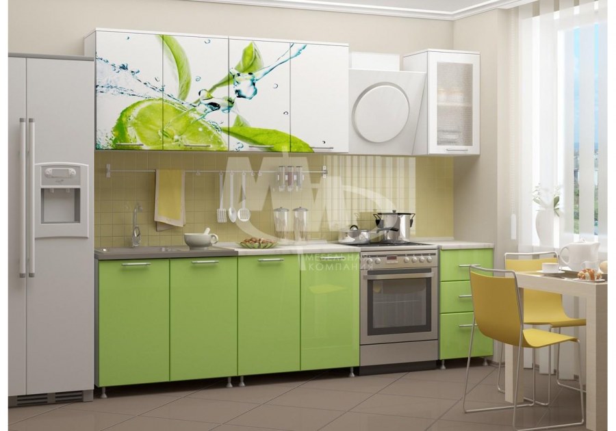 Кухня яблоко 1.8м лайм глянец БТС