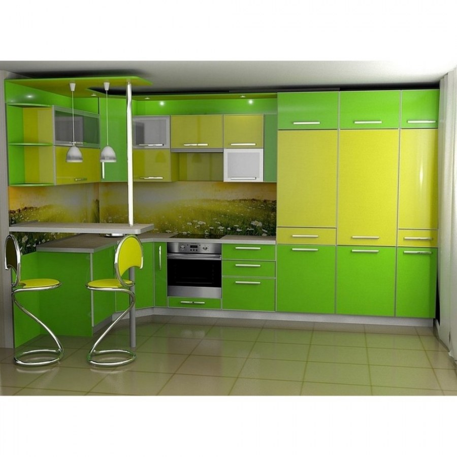 Салатовый кухонный гарнитур