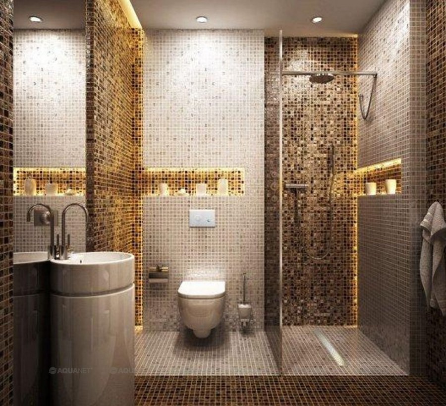 Ванная отделанная мозаикой