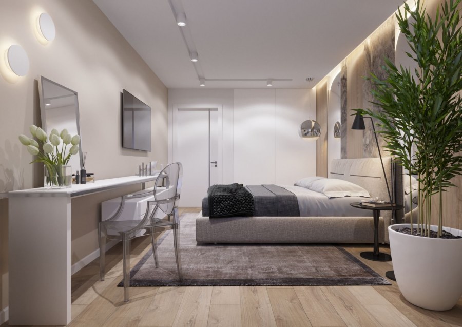 Накладные светильники в интерьере спальни