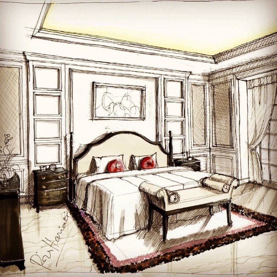 Английский стиль интерьера скетч