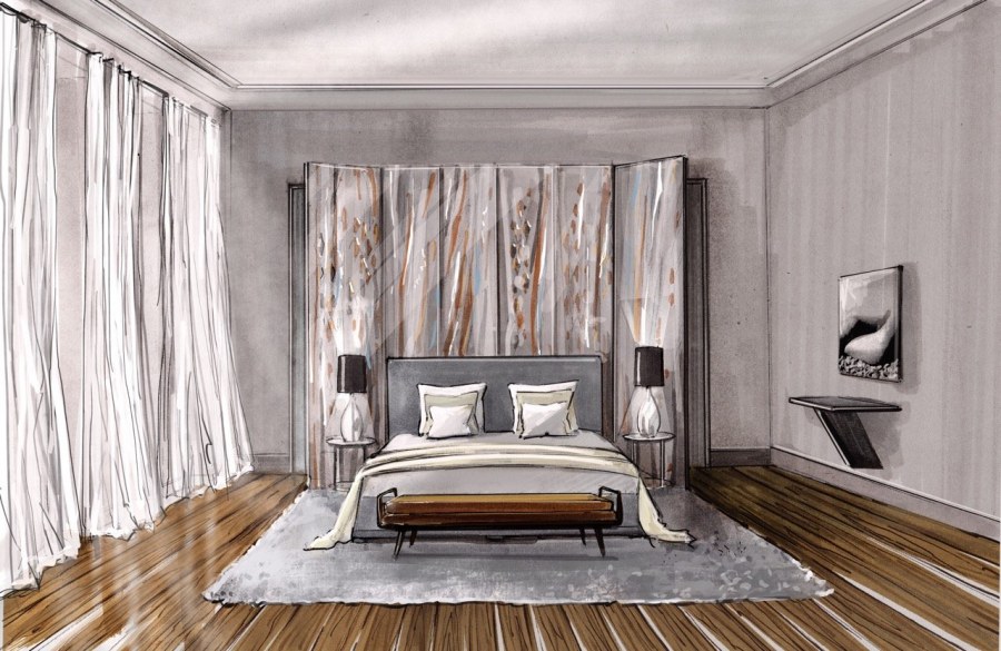 Скетч интерьера спальни