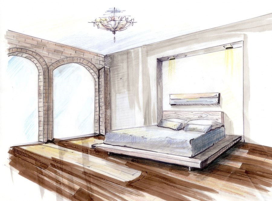 Интерьер спальни Графика