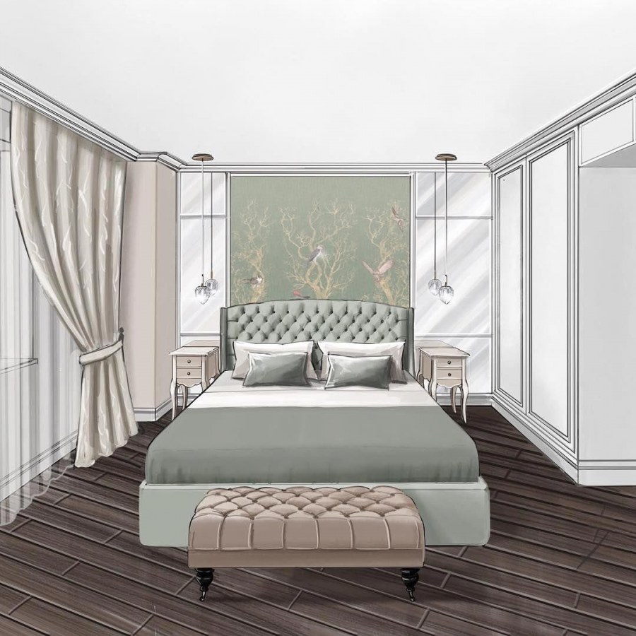 Интерьер спальни в перспективн