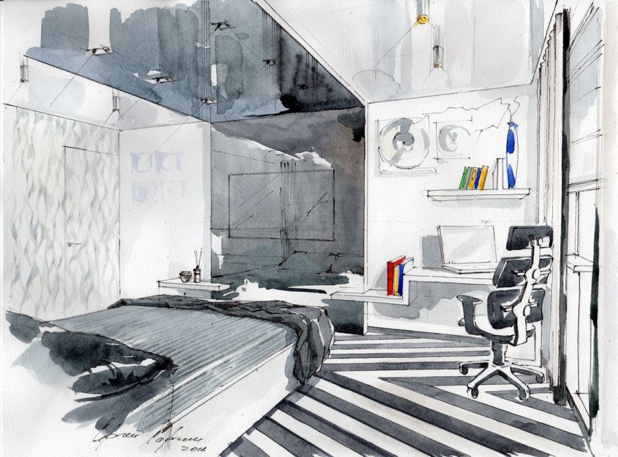 Эскиз интерьера в стиле Минимализм