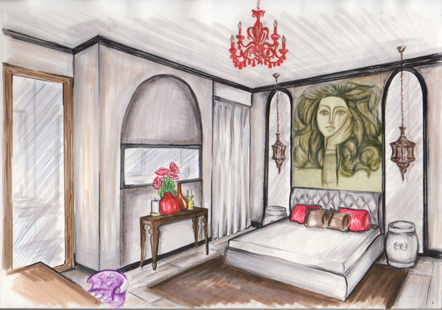 Интерьер комнаты для рисования скетч для новичков