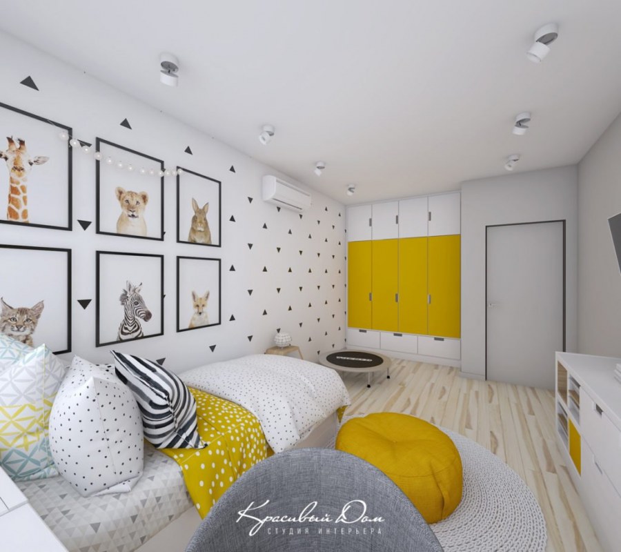 Детская в желто серых тонах