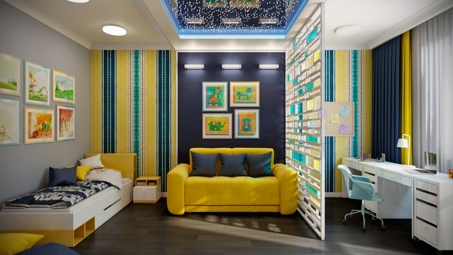 Разноцветная гостиная