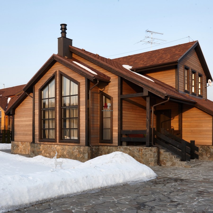 Фасады домов Шале с фахверками