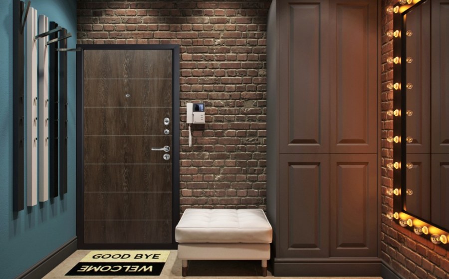 Прихожая в стиле Loft кирпич и плитка