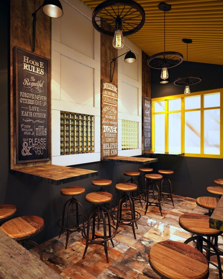 Интерьер кафе в стиле лофт