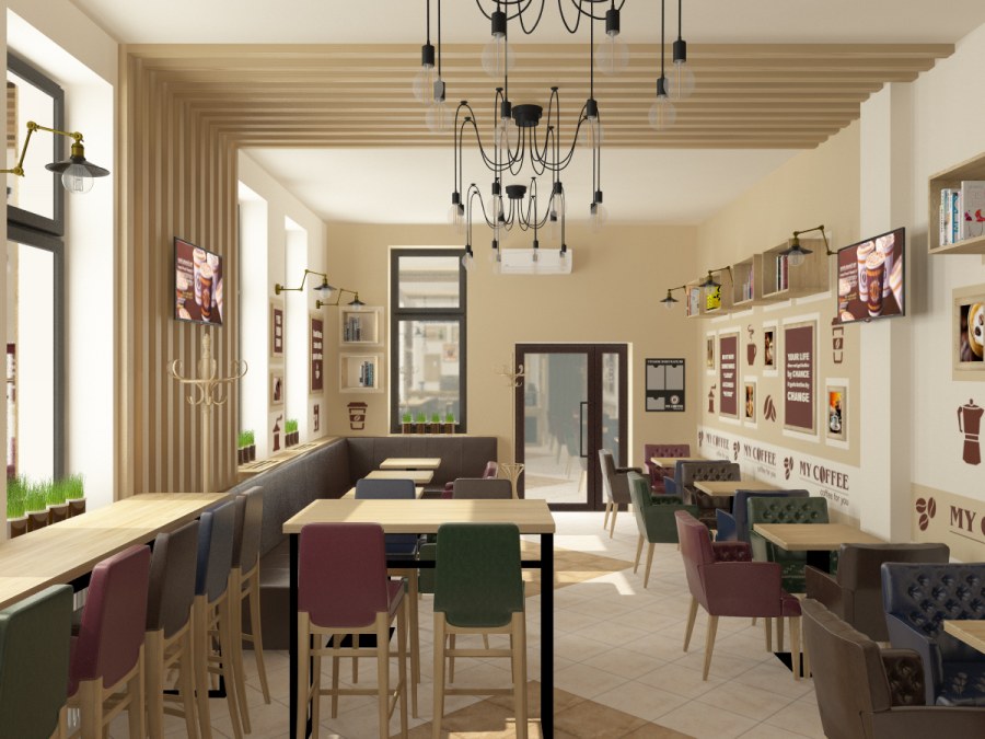 Интерьер маленького кафе