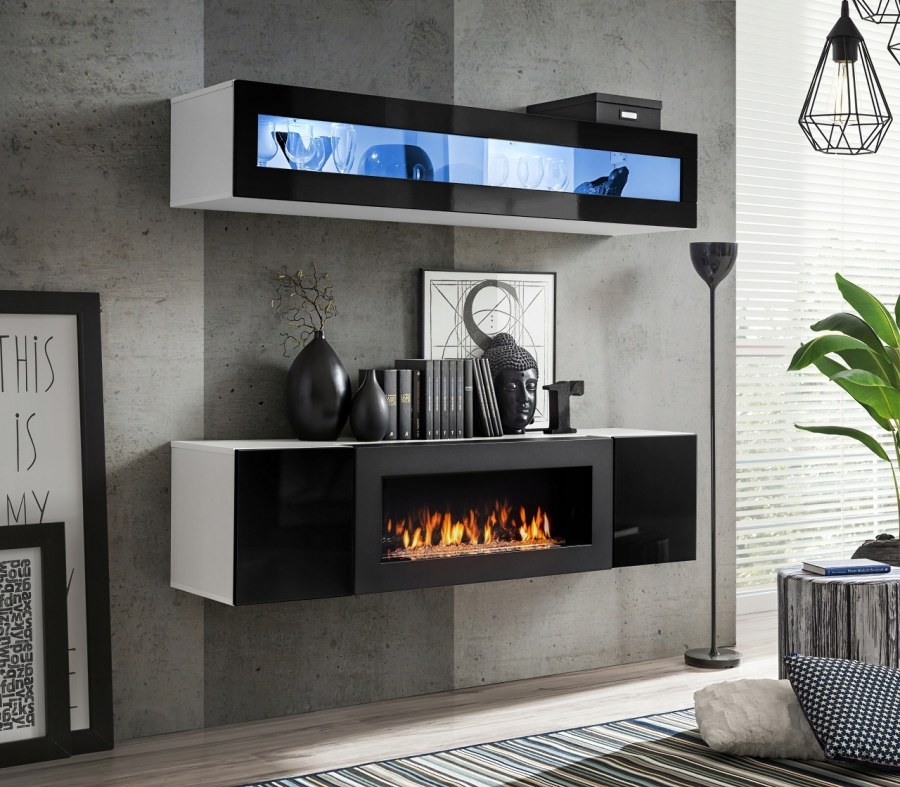 Современная стенка с камином