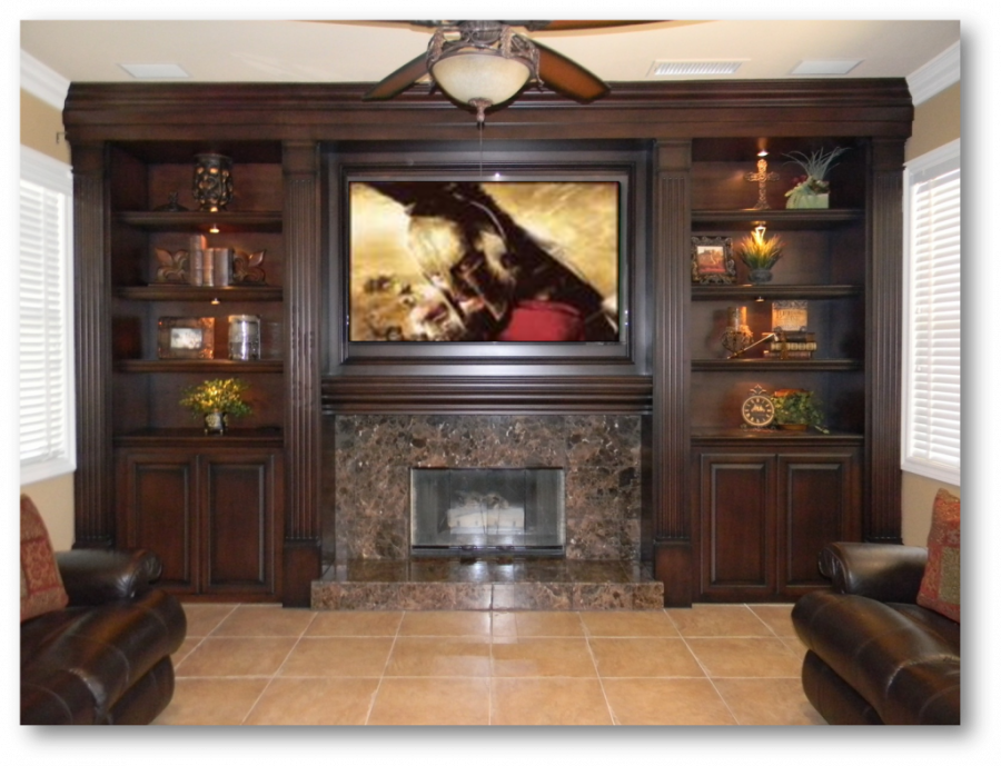 Стенка с камином в гостиную