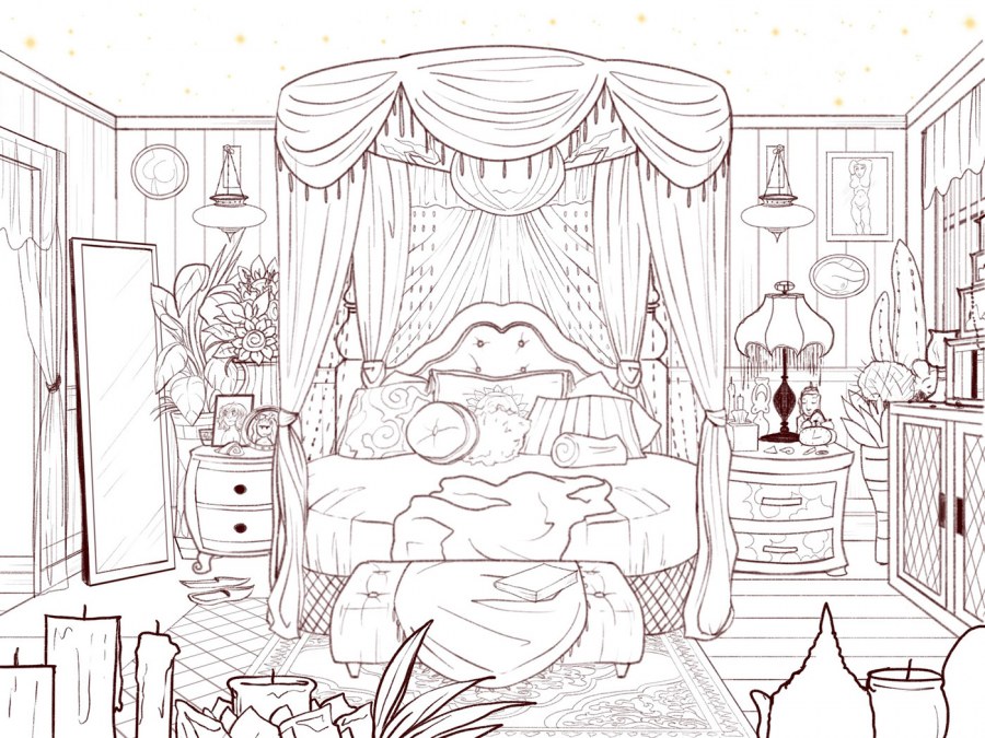 Раскраска интерьер