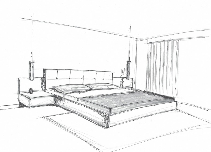 Скетч интерьера спальни