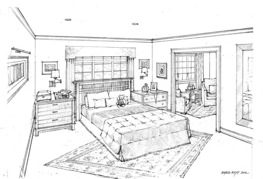 Рисование интерьера комнаты