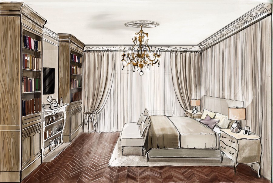 Эскиз интерьера комнаты