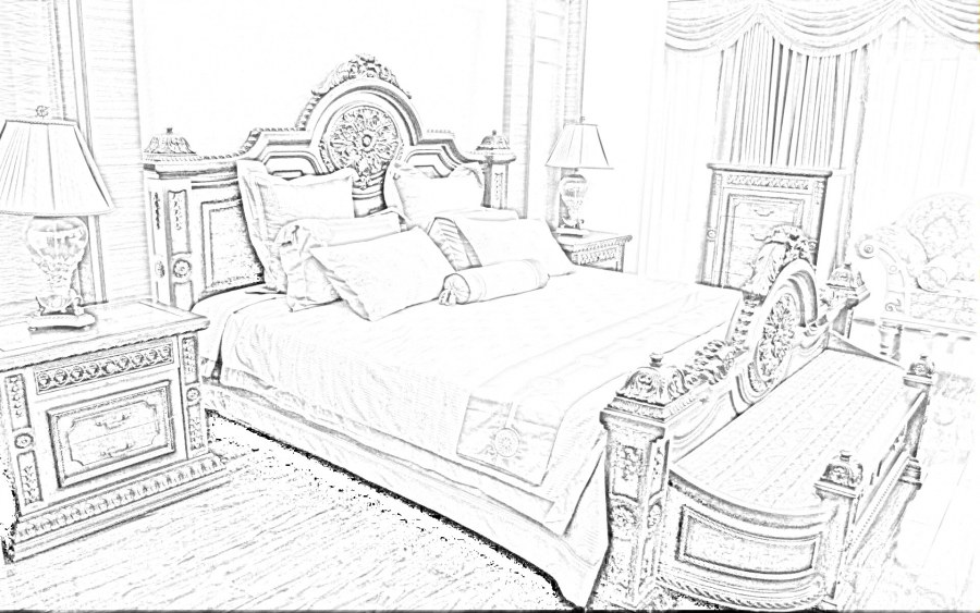 Раскраска интерьер спальной комнаты