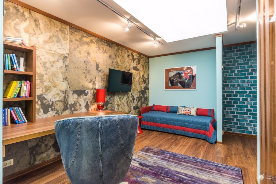 Интерьер гостиной в стиле гранж