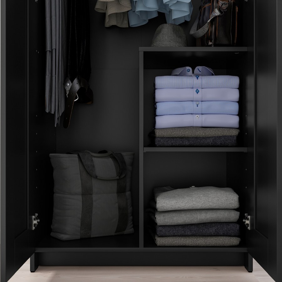 БРИМНЭС шкаф платяной 2-дверный, черный, 78x190 см